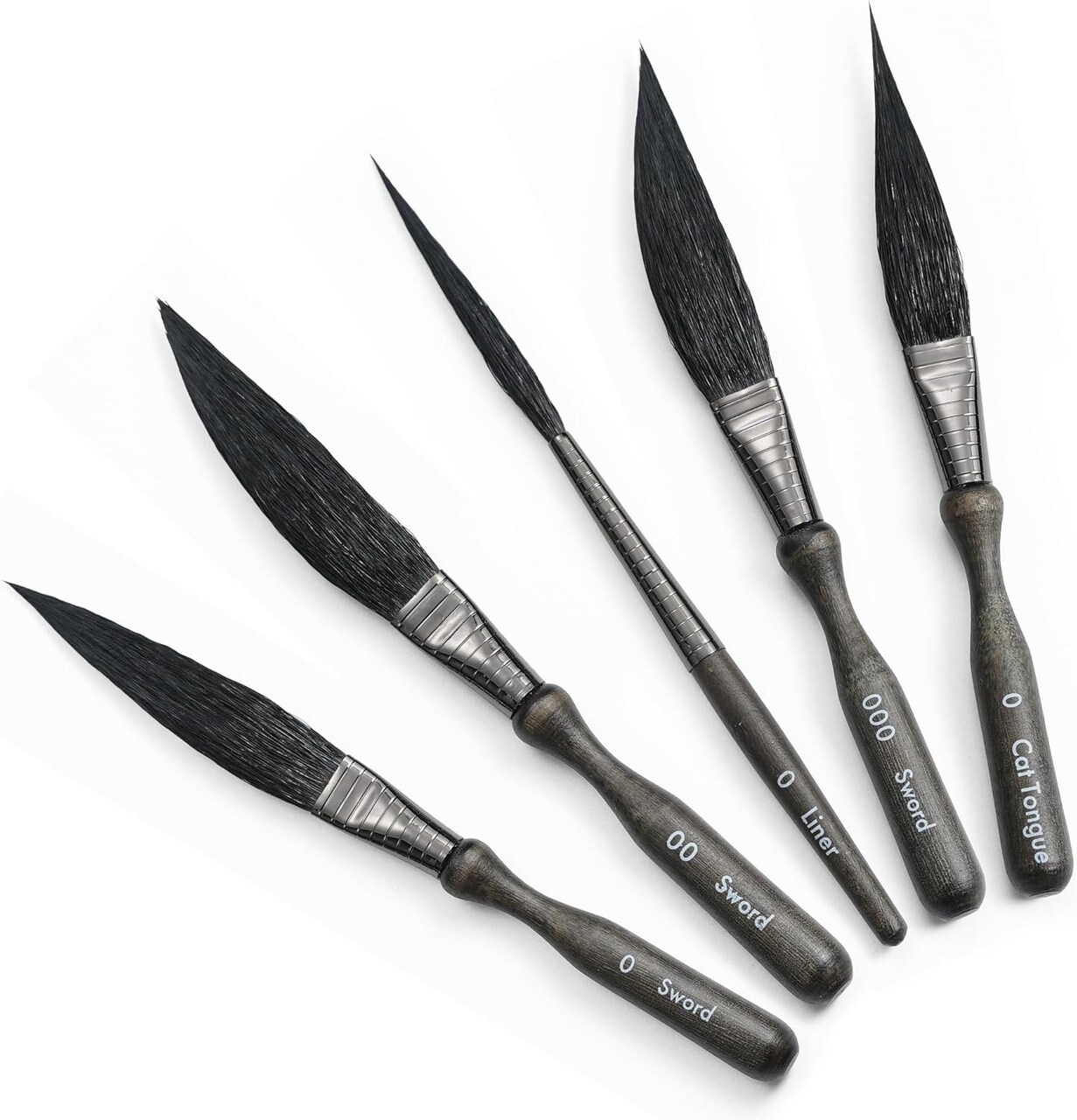 ARTIFY 5-Piece Pinstriping Brush Set, Mixed Squirrel & Goat Hair, Professional Detail Script Liner, Scroll, Sword, Dagger, Striper for Lettering & Detailing